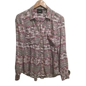Maeve Anthropologie Islet Button Down Shirt Long Roll Tab‎ Sleeve